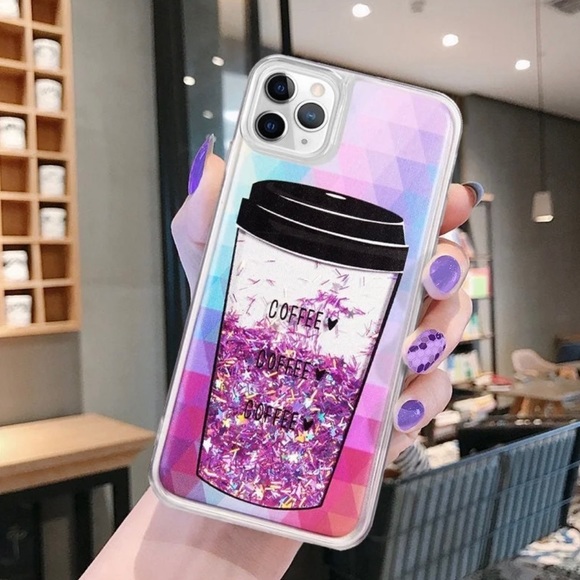 Pink Glitter Coffee Cup Case for iPhone 11 Pro Max - Picture 1 of 5